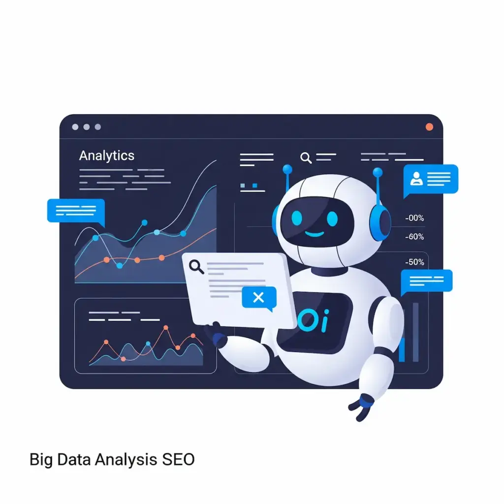 Análisis de grandes volúmenes de datos SEO mediante inteligencia artificial para estrategias de marketing digital más inteligentes.